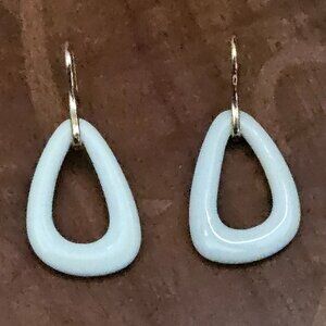 RARE MAYORS BIRKS WHITE AGATE STONE LINKS 18k ROSE GOLD DROP DANGLE EARRINGS